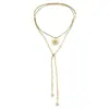 Collar Ins Retro Cuadrado Roto Plata Bohemio Girasol Ccb Acero Inoxidable Colgante Estilo Largo para Mujeres