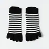 Calcetines de cinco dedos para mujer, tobilleros cortos, verano, algodón fino, absorbentes de sudor, transpirables, de dedos separados, rayas de estampado de vaca, calcetines de cinco dedos de corte bajo, fabricante directo