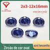 Atacado de fábrica oval azul tansan zircônia tansan pedra bruta atacado formato de ovo azul tansan gema CZ superfície do anel