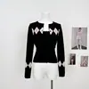 Suéter de malha de duas peças com padrão de diamante retrô americano Ariseism para mulheres, novo top de primavera com gola redonda e corte justo 9169