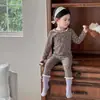 [300g] Ancaiyue Ropa de Otoño e Invierno para Niños Clase a Algodón Puro Terciopelo Suave Sensación de Nube Algodón Pantalón de Chándal Conjuntos de Ropa de Otoño Ropa para el Hogar