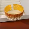 Pulseira Aberta Elástica Redonda em Camadas com Gradiente Cravejada de Diamantes Estilo Europeu e Americano Pulseira de Moda Personalizada Joia de Mão de Luxo Leve de Nicho para Mulheres