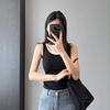 HB311 Veste de Hong Kong estilo two-piece falso ~ estilo nicho simples gola bicolor alta elasticidade cor contrastante colete feminino novo 2025