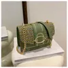 Bolsa Quadrada Pequena com Corrente Nova Textura Lã Feminina Bolsa Pequena Tecida Estilo Feminino Estilo Coreano Primavera e Verão 2024 Retro