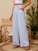 Roupas Femininas Transfronteiriças 2025 Amazon Novo Cintura Alta Casual Solto Perna Larga Calça Longa Shopee Comércio Exterior Estampa Digital