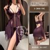 Lencería Sexy de Malla y Encaje Transparente Camisón con Lazo Vestido Sexy Camisón Puro Deseo con Escote