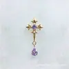 Aretes Colección Oro Morado Claro Aleación de Titanio Astmf-136 Titanio G23 Rosca Interna Zirconia Labret Accesorios para Piercing