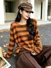 Lana fina cálida hebilla cuello redondo simple generoso manga larga versátil para mujer otoño e invierno estilo perezoso temperamento prenda interior