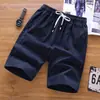 Pantalones Cortos de Lino de Algodón para Hombre Verano Pantalones de Cinco Puntos Delgados Sueltos Rectos Casuales Color Sólido Pantalones Grandes Moda Tallas Grandes Pantalones de Playa