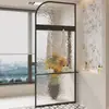 Pantalla de vidrio divisoria para separación de zonas húmedas y secas en el baño, impermeable, se puede colgar junto al inodoro para guardar ropa y como pared divisoria.
