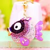 Chaveiro de Carro Coleção Peixe Cravejado de Diamantes Metal Fofo Pingente para Bolsa Feminina Anel de Chaveiro Pequeno Presente com Símbolo de Prosperidade