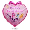 Globo de Película de Aluminio Auténtico de Dibujos Animados Feliz Cumpleaños My Little Pony Decoración de Fiesta de Cumpleaños para Niños Niñas Diseño de Escena
