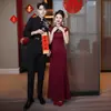 Nuevo vestido de novia cheongsam estilo chino para la novia, falda larga de sirena con cuello alto y mangas cortas, vestido de noche entallado para la recepción de la boda