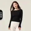 Top Esportivo Base Camada Outono Gola Redonda Costela Ajuste ao Corpo Valoriza a Figura Casual Roupa de Yoga Respirável Fitness Manga Longa