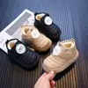 Meninos Sapatos de Algodão Inverno Forrado de Lã Botas de Neve Sólido Fundo Macio Sapatos Infantis Quentes Impermeáveis Crianças Botas Curtas de Couro Botas de Algodão