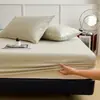 Nuevo protector de colchón de sábana bajera individual de algodón 100% cepillado, pieza única, juego de ropa de cama para todas las estaciones