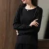 Nuevo Suéter de Lana de Cuello Redondo para Mujer Otoño/Invierno 2026, Suéter Casual de Punto Holgado de Manga Larga con Hilo Brillante y Diseño de Botones en los Puños