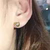 Pendientes de cobre chapados en oro estilo coreano Huitan, pendientes de metal tejido con microincrustaciones de circonita, pendientes pequeños y exquisitos para estudiantes