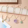 Collar para Mujer Transfronterizo con Concha de Caracol Acero Inoxidable Collar Lujo Ligero Todo Fósforo Cerámica Piedra Volcánica Cadena de Clavícula de Acero Inoxidable
