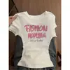 Camiseta Blanca de Manga Corta con Cuello Redondo de Diseño de Nicho para Mujer Moda de Verano Estilo Chica Picante Corte Ajustado Top Versátil con Personalidad ins