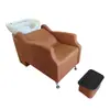 Cama de Lavado de Cabello Semi-Reclinable de Gama Alta para Salón de Peluquería Dedicada con Lavabo de Cerámica, Cama de Lavado de Cabello Estilo Sentado para Salón de Peluquería