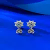 2026 Novos Brincos de Tarraxa Girassol Paraíba Cultivado em Prata 925 Esterlina Brincos de Diamante Redondo 5,0 mm Elegante Transmissão ao Vivo Transfronteiriço