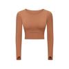 Outono Novos Esportes Camiseta de manga comprida com almofada no peito Curta Corrida Ao Ar Livre Slim Yoga Top Feminino S2032