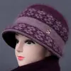 Sombrero de invierno para mujer de mediana edad y anciana, sombrero cálido para madre, grueso con forro polar, sombrero viejo, sombrero de cuenca para abuela, sombrero viejo de lana tejida