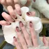 Nuevos Estilos de Uñas Artísticas de TikTok, Puntas de Uñas Portátiles, Cortas, Degradado Marrón Té Oolong, Iluminadoras, Suaves, Intelectuales, Desmontables