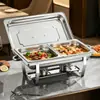 Novo fogão de buffet retangular dobrável de aço inoxidável transfronteiriço para hotéis, com tampa basculante, fogão de buffet isolado comercial