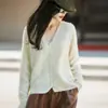 Nuevo cárdigan de punto para mujer de otoño e invierno, mezcla de cachemira y lana, con cuello en V, mangas largas y acabado de lana cepillada