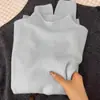 Suéter de tricô com gola alta e mangas compridas, espessado e forrado com fleece, para uso transfronteiriço no inverno, para mulheres, corte justo e modelador, adequado para usar como camada base ou peça externa