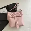 Bolsa Tote de Lona de Gran Capacidad Estilo Coreano con Lazo para Viajes Diarios de Mujer, Bolso de Hombro Versátil Casual, Bolso Cruzado de Diseño de Nicho