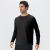 Camiseta Masculina Casual Esportiva Solta Manga Longa Algodão com Toque de Linho Secagem Rápida Roupa Fitness Top para Corrida ao Ar Livre 61529