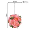 Bola de flor de peonía artificial blanca para bodas, bola de flores de mano para novia y damas de honor con cinta, bola colgante y cadena de perlas