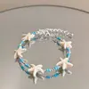Pulsera de Abalorios con Forma de Estrella de Mar y Conchas Estilo Resort Costero Moda Elegante Lujo Accesible Versátil Retro Pulsera para Mujer