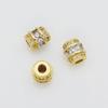 Cuentas de barril sueltas con incrustaciones de oro de 18 quilates y destellos de diamantes, cuentas a juego, pulsera de perlas de cristal de oro rosa, accesorios de bricolaje