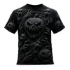 Estación independiente transfronteriza europea y americana casual estilo americano camiseta para hombre patrón de calabaza y calavera manga corta cuello redondo camiseta venta al por mayor de fábrica