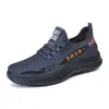 Sapatos de pano de Pequim antigo masculinos novos antiderrapantes sola macia primavera e outono sapatos simples sapatos de pai malha respirável casuais esportivos sapatos de coco