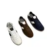 Zapatos casuales de retazos de cuero y gamuza estilo alemán para hombre, TF transfronterizos blancos con ribete negro, suela de goma, estilo retro