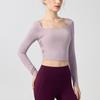 Top Deportivo Todo en Uno con Empalme de Malla para Correr, Fitness, con Almohadilla en el Pecho para Mujer, Espalda Descubierta, Ajustado, para Entrenamiento, Ropa de Yoga, Mangas Largas