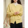 Suéter Rojo Retro para Mujer Primavera Otoño Invierno Ajustado Capa Interior Capa Base Top de Punto Cárdigan Chaqueta Amarillo Negro