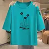 Camiseta de manga tres cuartos de marca para comercio exterior transfronterizo, con excedente, corte holgado, adelgazante, estampada, top de moda para mujeres de mediana edad y mayores
