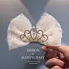 Presilha de Cabelo Laço Coroa 3D de Princesa Rede Roupa de Aniversário Grampo de Cabelo Versátil Acessórios de Cabelo para Menina Pequena Bebê Acessórios de Cabeça