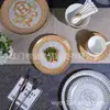 Plato Plano de 10 Pulgadas Serie Carruaje Tirado por Caballos de Porcelana Ósea Clásica Marca H Plato para Servir Comida Occidental de Hotel Tazón de Sopa Mosaico Taza de Café