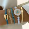 Pulseiras Transfronteiriças Europeias e Americanas, Pulseira Boêmia Olho do Diabo com Senso de Design, Conjunto de Pulseiras Exageradas com Gotejamento de Óleo e Incrustadas com Diamantes