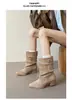 Botas Curtas Estilo Wasteland Garota Picante Botas Femininas Western Novo Outono/Inverno 2026 Salto Bloco Retrô Cowboy Emagrecimento Bico Fino Botas Martin