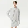 Cardigã de Algodão Texturizado Suéter de Cashmere Feminino Zíper Duplo Tricotado Solto Cardigã de Lã Engrossado Jaqueta Casual