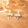 Brincos de Laço com Pérolas Doces e Frescos, Brincos Coloridos Estilo Girly Cor de Doce Dopamina, Brincos da Moda de Alta Qualidade