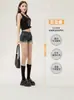 Shorts de mezclilla con dobladillo enrollado estilo americano para mujer, nuevo modelo de verano, tiro bajo, elásticos, adelgazantes, de corte A, ajustados a la cadera, hot pants